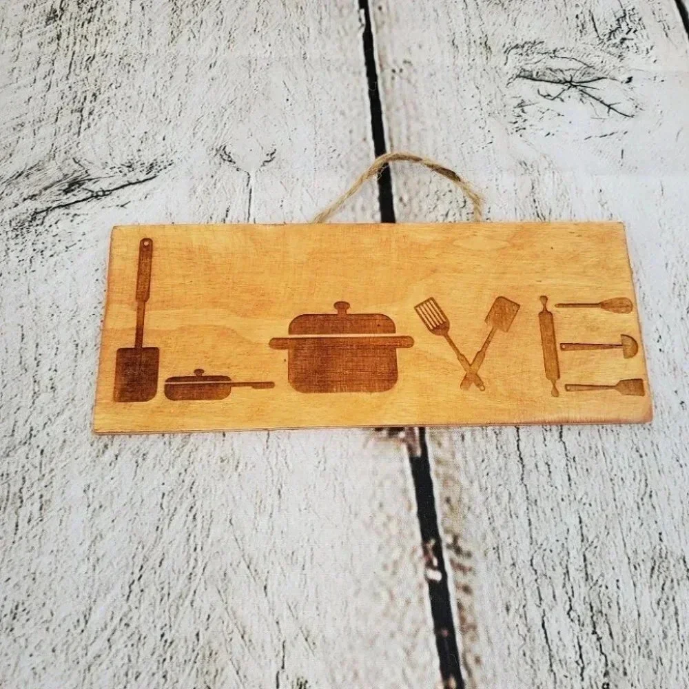 Cook Love 3x7in Wood Sign